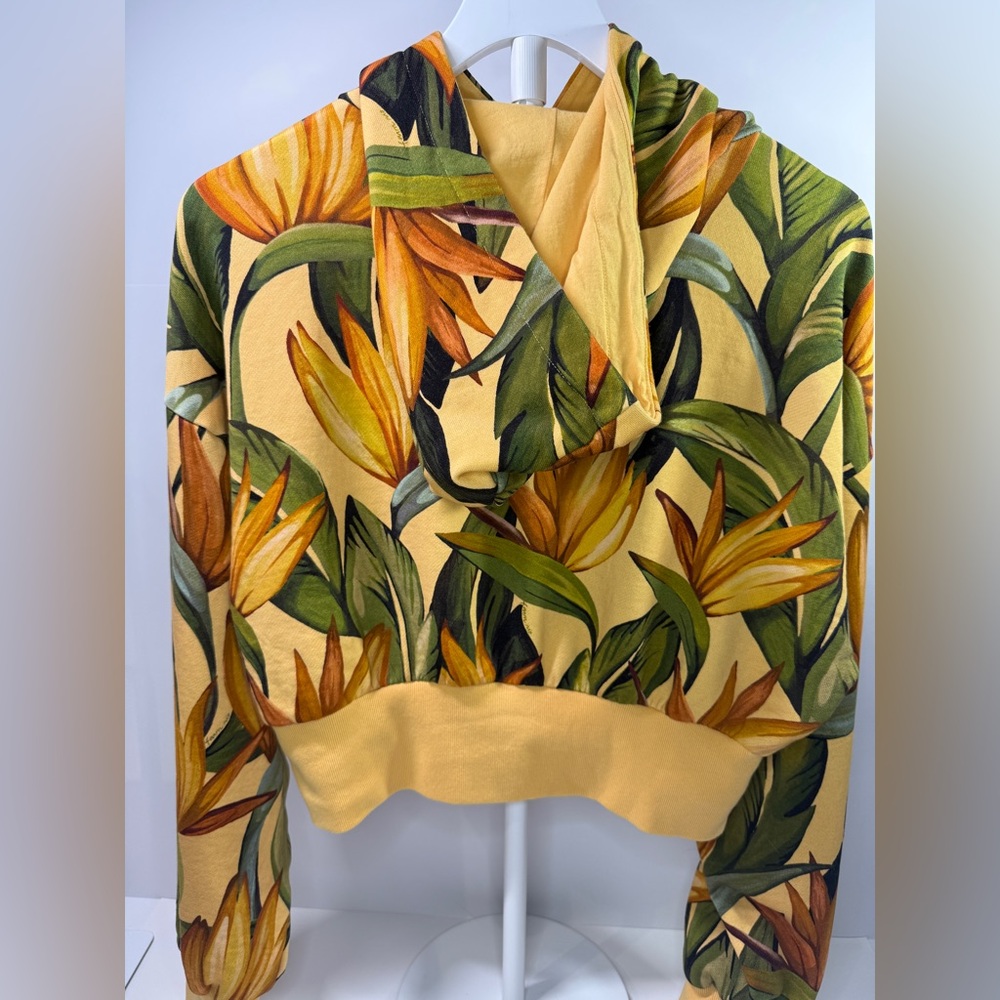 FARM Rio x ADIDAS Yellow Floral Cropped Hoodie - Picture 4 of 6